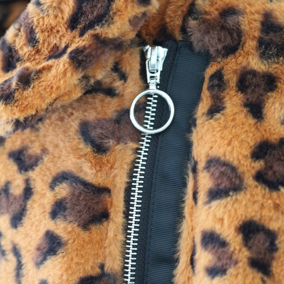 Brave Soul Carla Faux Fur Leopard Jacket- 4P- NWT - Picture 8 of 16
